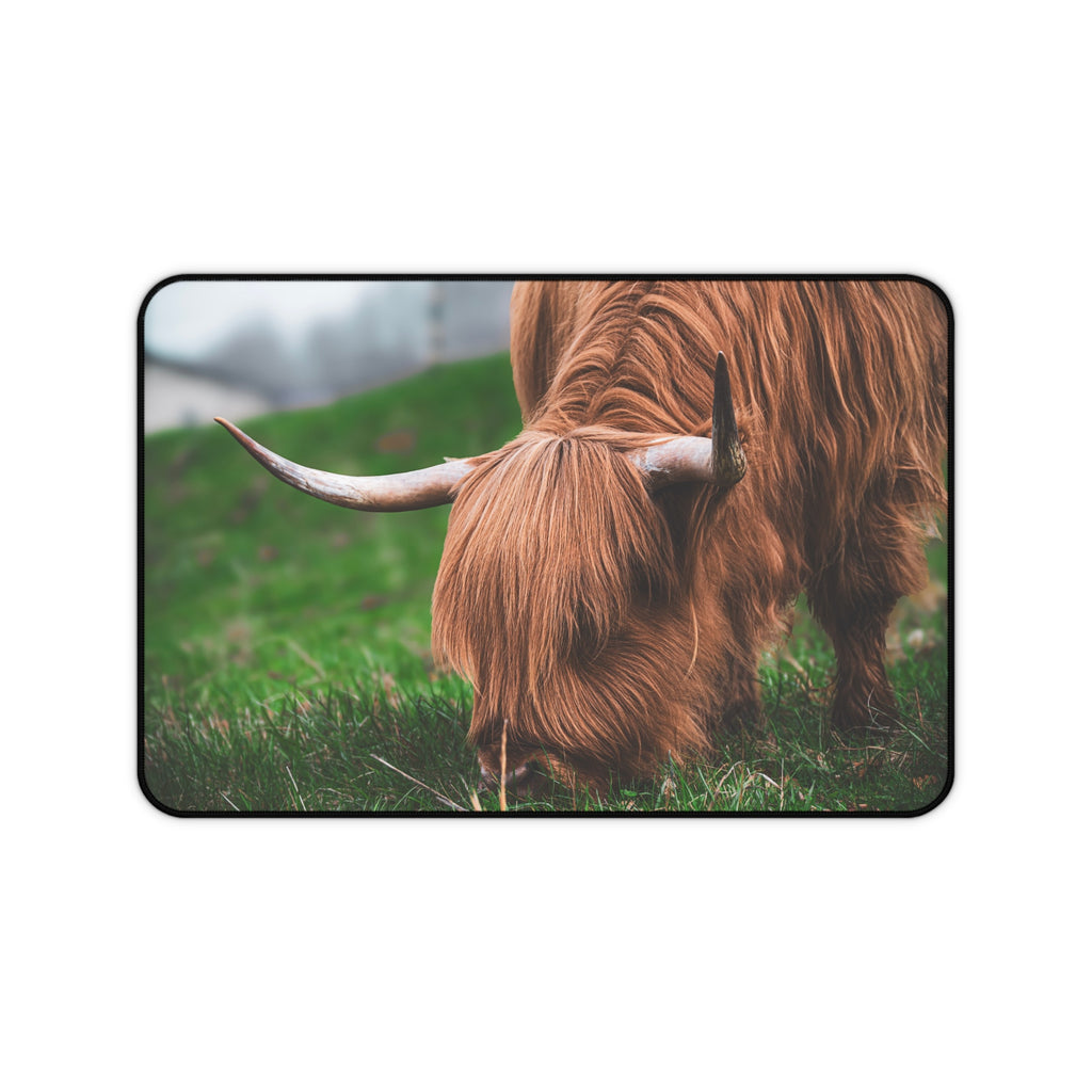 Highland Cow Desk Mat — Rustic Farm Animal Mouse Pad for Home Office