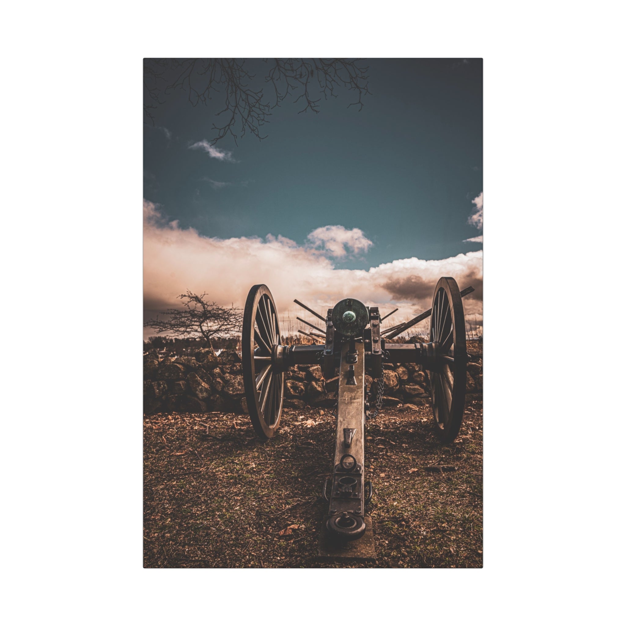 Civil War Cannon Canvas Wall Art — Vintage Battlefield Photography Print