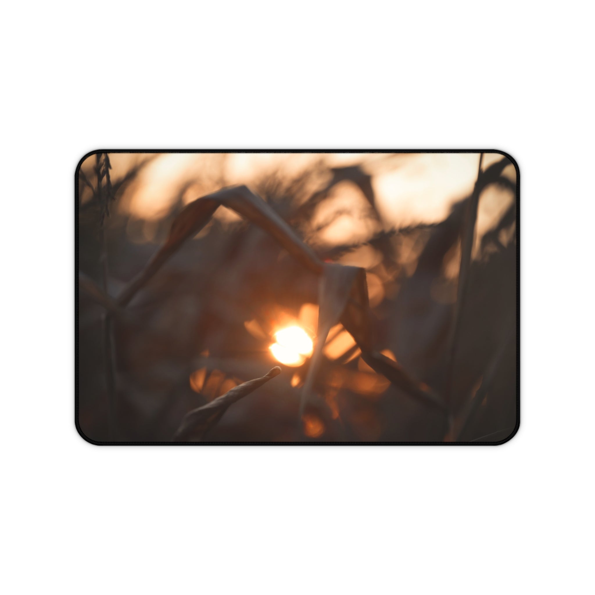 Desk Mat — Golden Sunset Cornfield Mouse Pad (Warm Nature Photo)