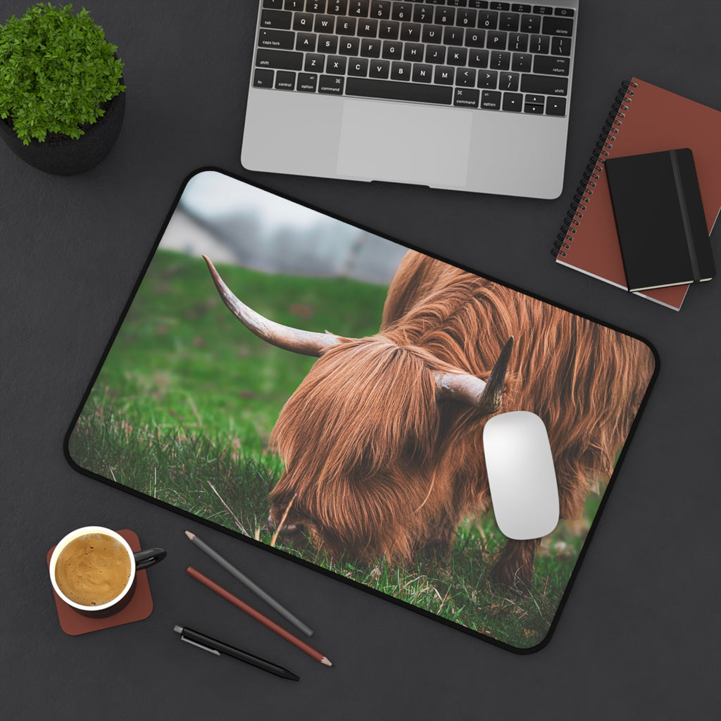 Highland Cow Desk Mat — Rustic Farm Animal Mouse Pad for Home Office