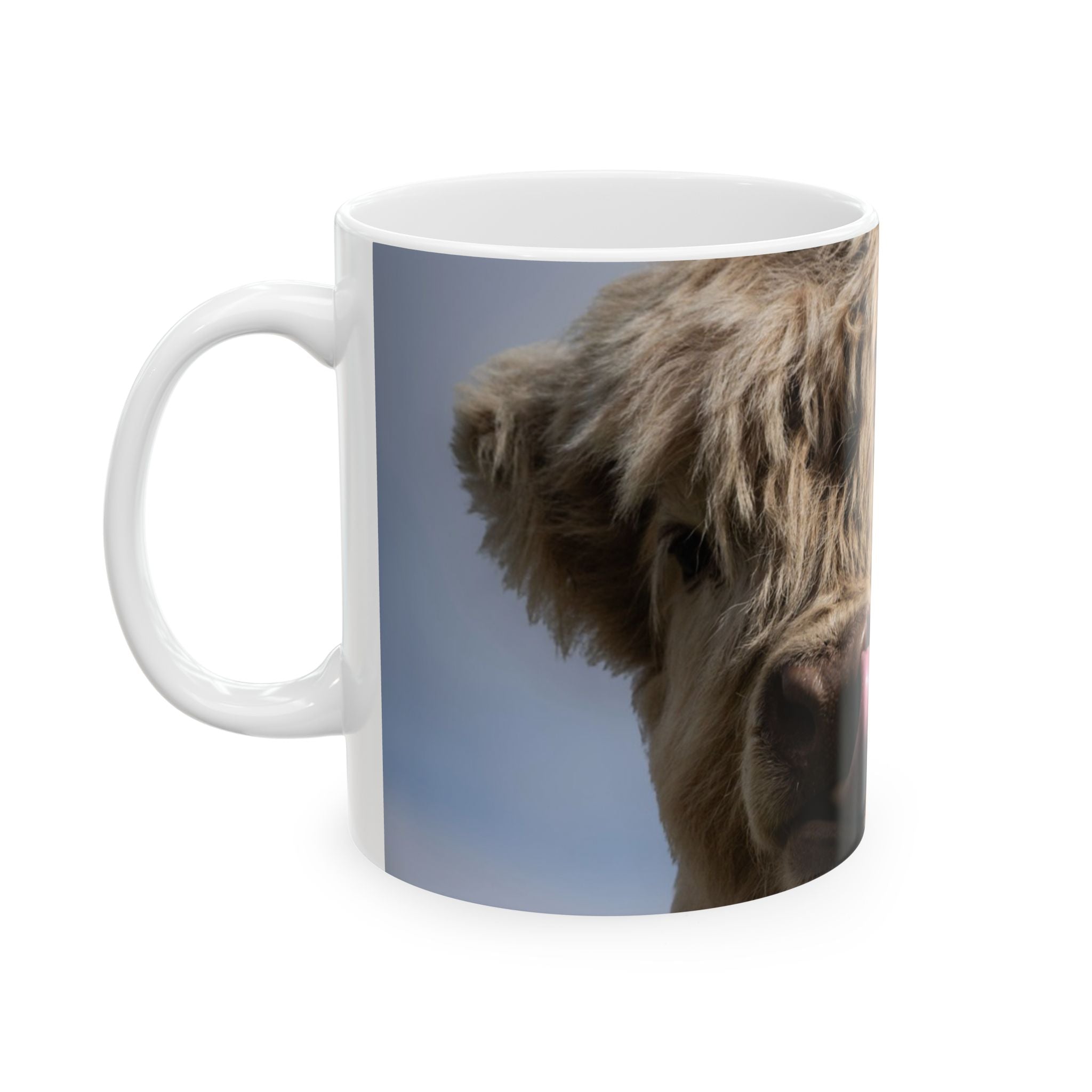 Highland Cow Ceramic Mug — Cute Cow Photo Coffee Mug (11oz, 15oz)