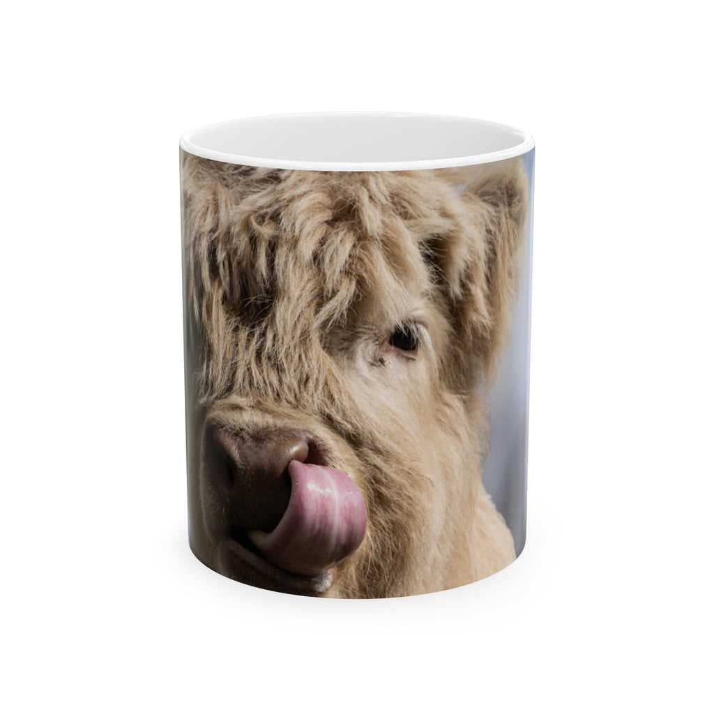 Highland Cow Ceramic Mug — Cute Cow Photo Coffee Mug (11oz, 15oz)
