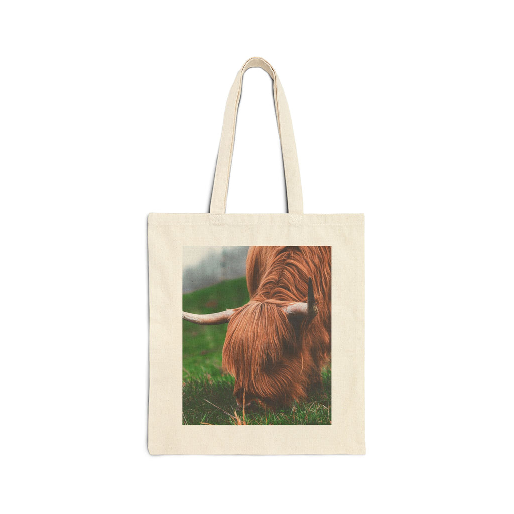Highland Cow Canvas Tote Bag – Rustic Farm Animal Market Tote